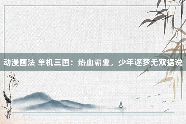 动漫画法 单机三国：热血霸业，少年逐梦无双据说