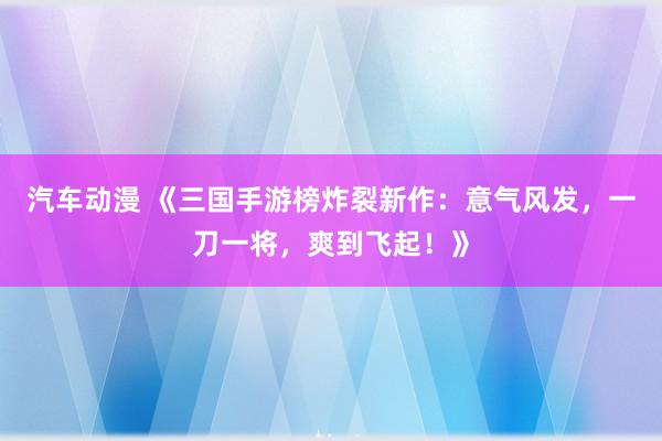 汽车动漫 《三国手游榜炸裂新作：意气风发，一刀一将，爽到飞起！》