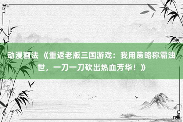 动漫画法 《重返老版三国游戏：我用策略称霸浊世，一刀一刀砍出热血芳华！》
