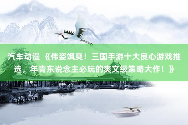 汽车动漫 《伟姿飒爽！三国手游十大良心游戏推选，年青东说念主必玩的爽文级策略大作！》