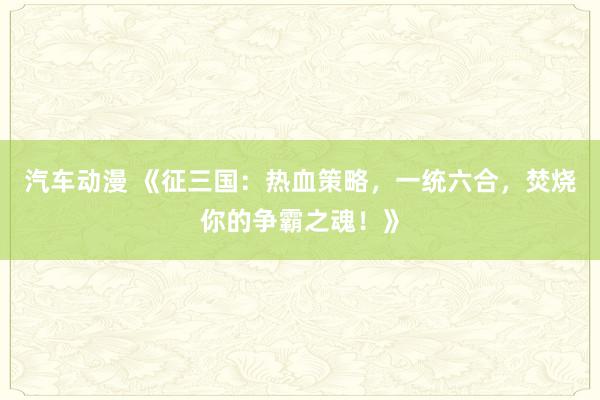 汽车动漫 《征三国：热血策略，一统六合，焚烧你的争霸之魂！》